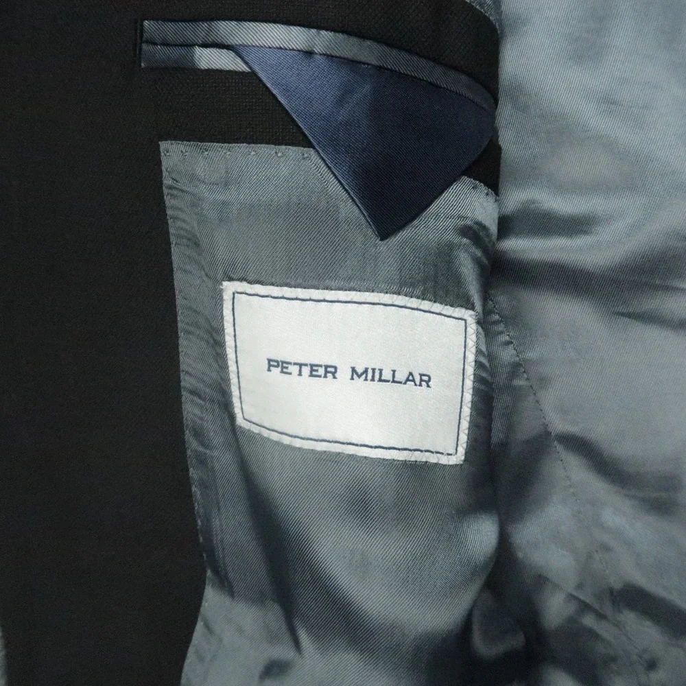 Peter Millar Blazer Men 48T Black Wool Formal Double Vented Sport Coat Jacket *